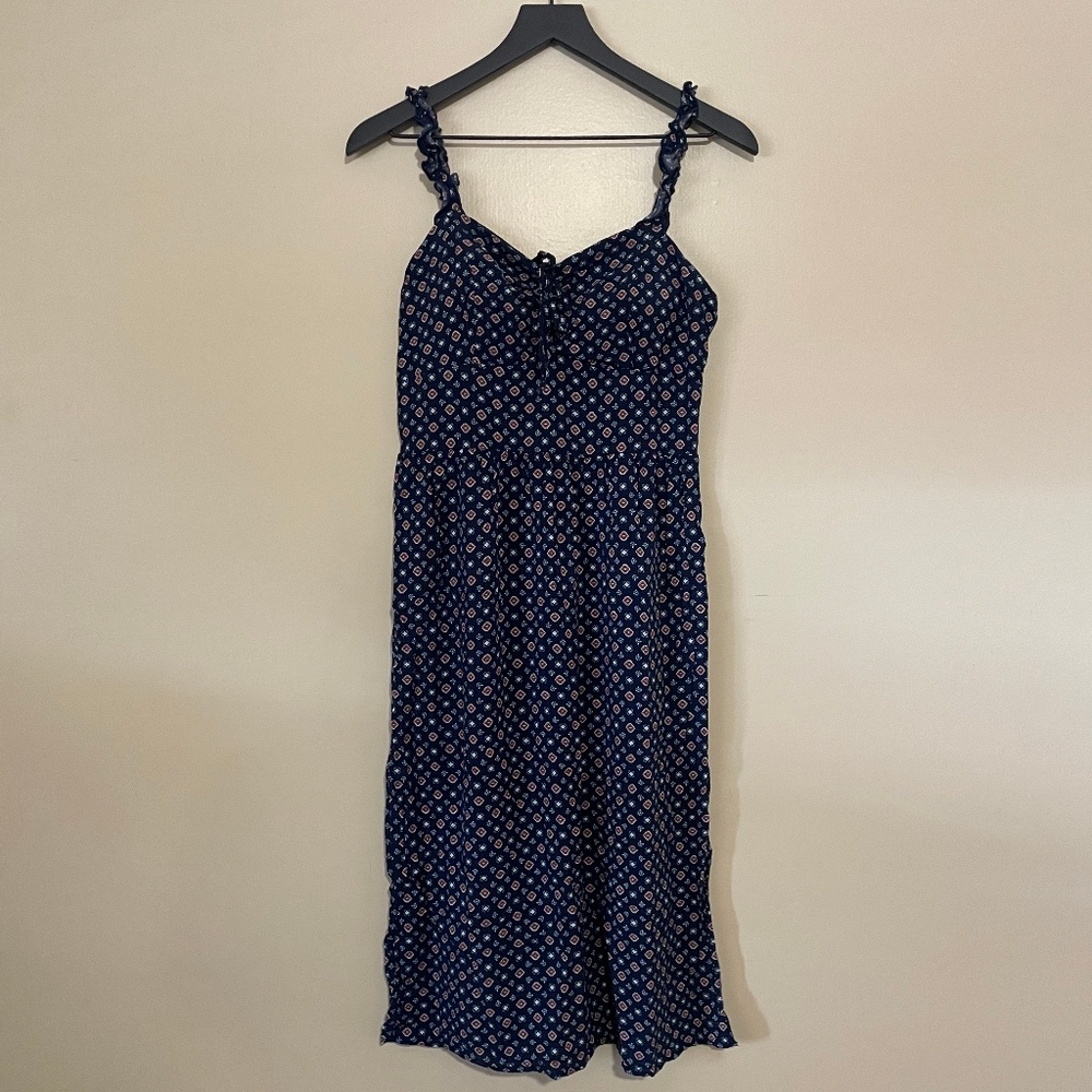 AUW Navy Blue Print Midi Dress | Size XL